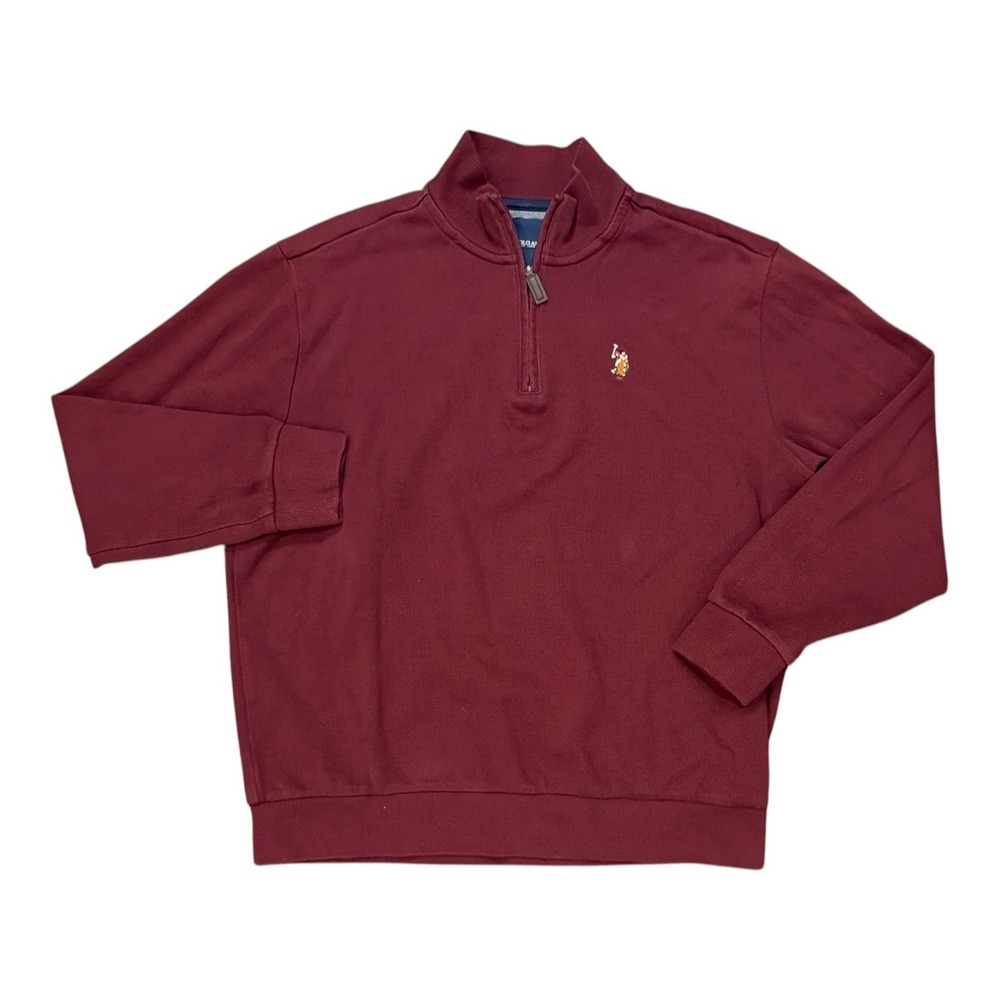 Estate Rib Quarter Zip 1/4 Men XL Pullover Embroidery Polo Classic Wine Burgundy